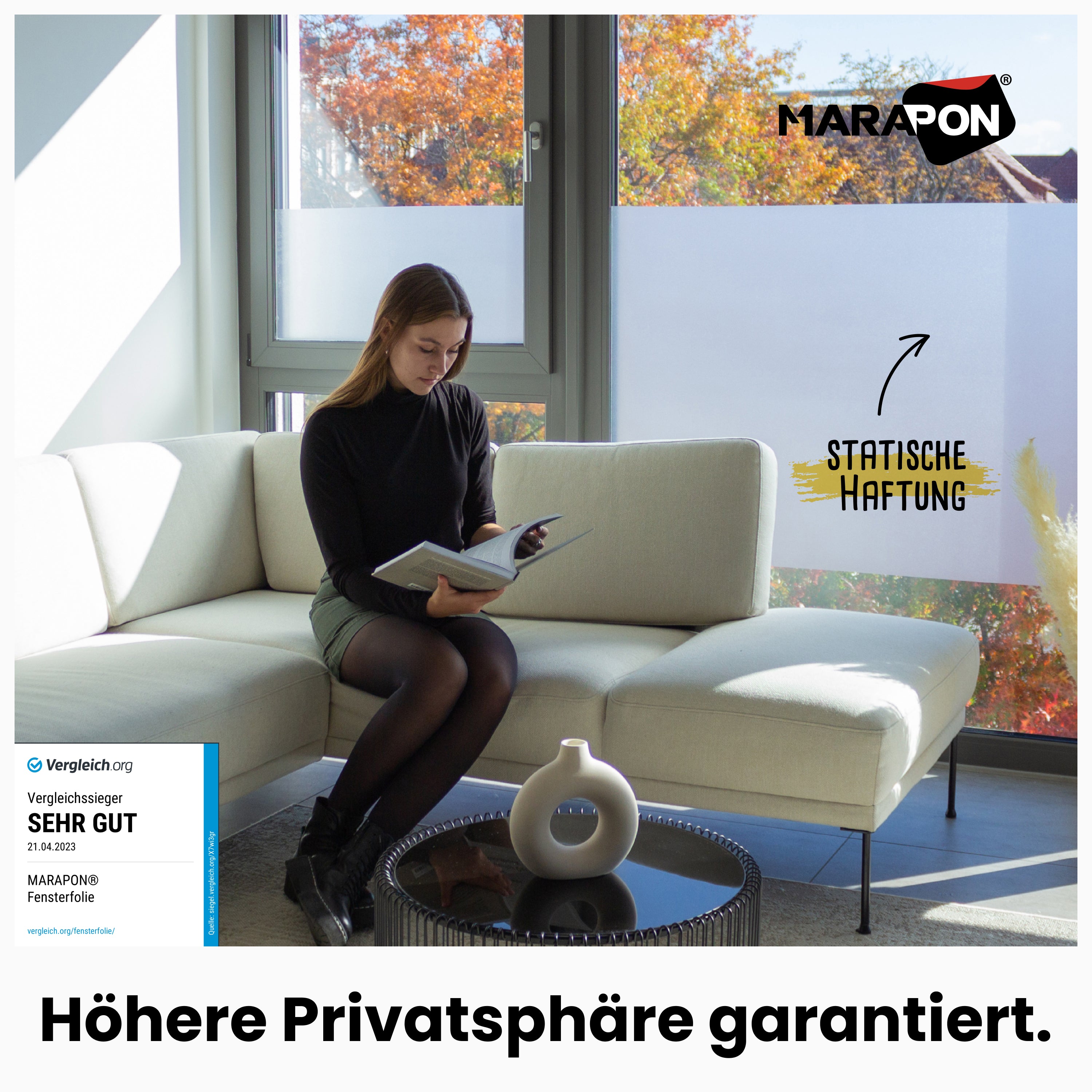 Fensterfolie Matt für Sichtschutz - selbstklebend außen und innen