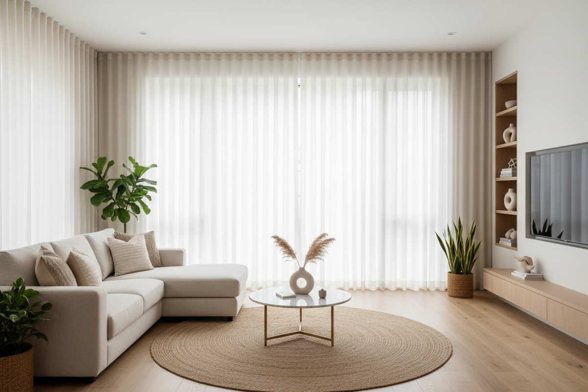 MARAPON Wohnkonzepte: Gardinen im Wohnzimmer – Kombination von Farben, Stoffen und Lichteinfall