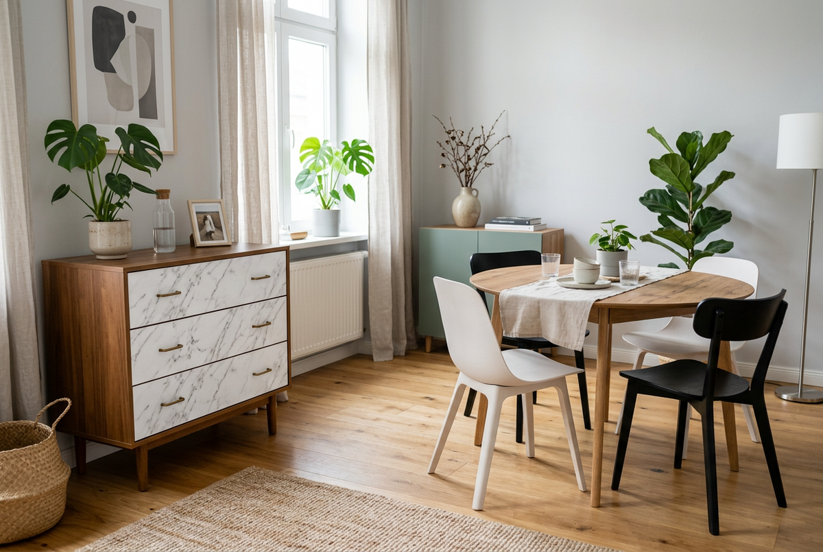 Möbelfolien für Sideboards: Flexible Oberflächengestaltung und individuelle Akzente im Wohnbereich