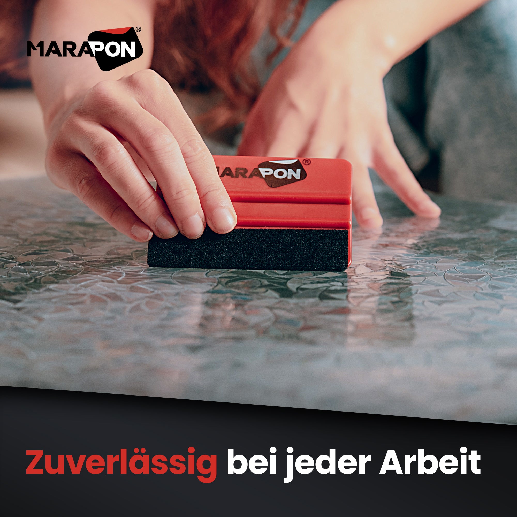 MARAPON® Rakel für Folie [10x4.3 cm] mit Filzüberzug - Für